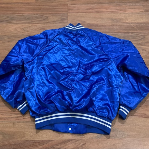 Vintage Wear Guard Blue Satin Bomber Crew Jacket Adult XL Snap Button - Picture 4 of 8